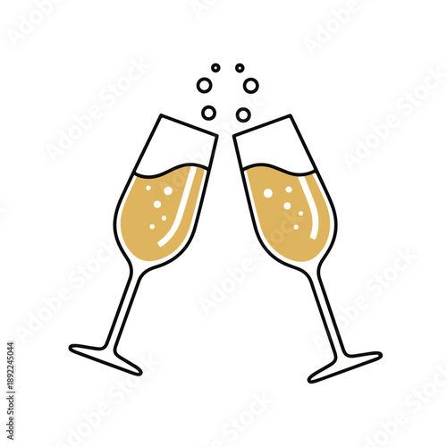 Two Champagne Flutes Clinking