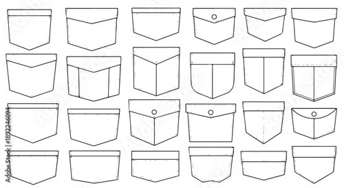 Outline Vector Set of Various Garment Pockets