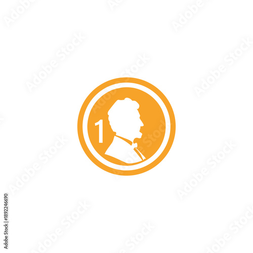 flat vector icon of a one cent coin, soft pastel colors, minimal detail, simple scalable design