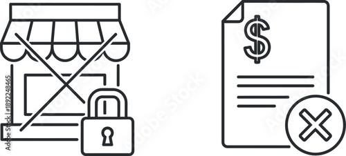 Closed storefront with rejected payment document