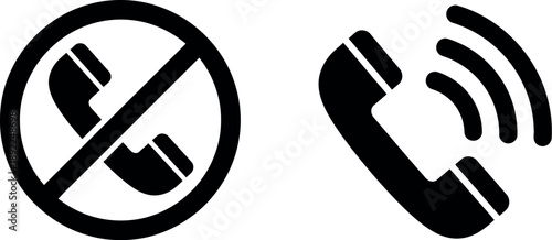 Phone symbols indicating prohibition and incoming call