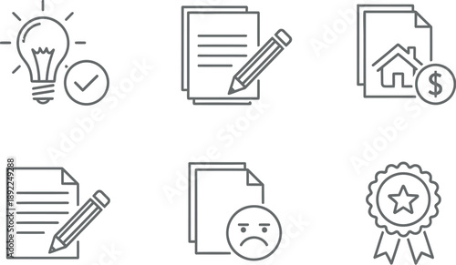 Set of simple line icons for business and office