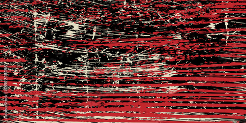 Background texture photo of old iron table with black white and red color shot by mobile phone top view close vignetted, punk agressive awsome cool rebel damage chaos blood dirty mess feeling picture