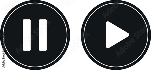 Pause and play button icons for media control