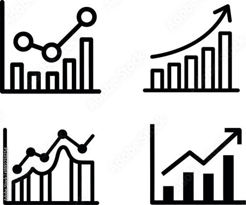 Collection of simple graph icons for data analysis