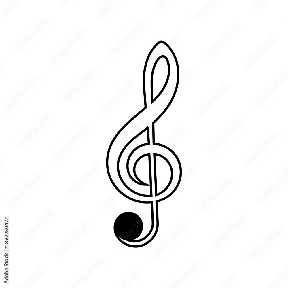Obraz premium Musical Notation Treble Clef Icon Design.