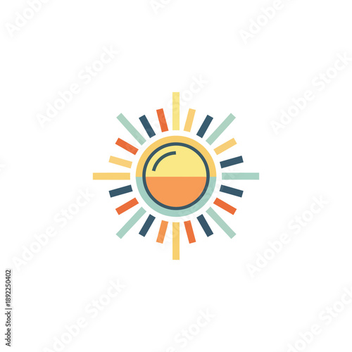 flat semi-flat vector icon of ancient Assyrian sun symbol