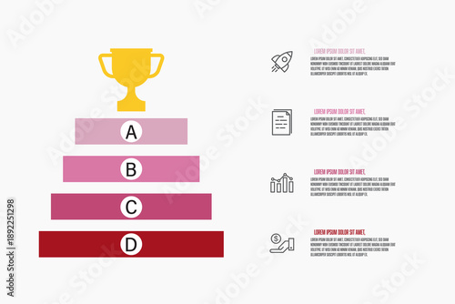 Timeline presentation infographic template with concept business  trophy icon 4 option