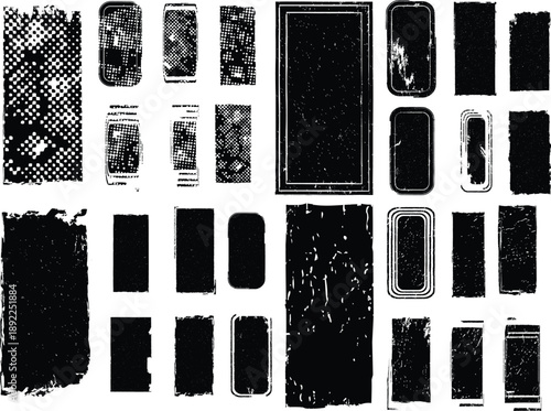 Set of Vector Grunge Rubber  Rectangular Stamps.