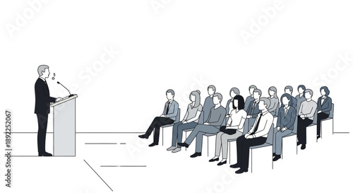 Man Giving Presentation to Audience at Conference