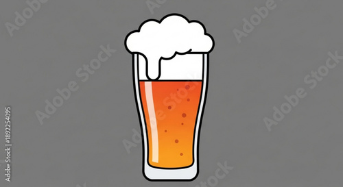 A glass of beer with foam on top isolated on a gray background perfect for drinks and beverages concept