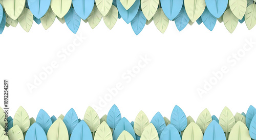 Green and Teal Leaves Border