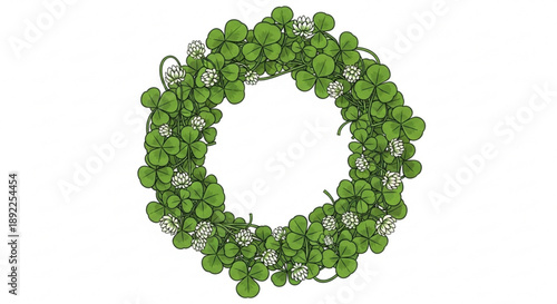Green eucalyptus and white flower holiday wreath on white background symbolizing nature and festivity