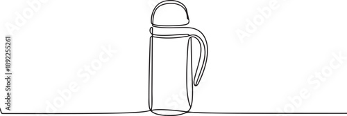 Continuous one line drawing thermos water bottle. Kitchen appliances concept. one line Art icon drawing vector