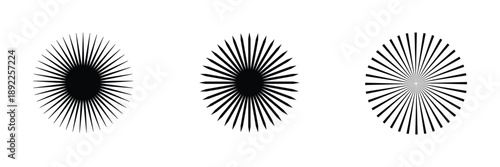 Abstract radial line pattern progression. Minimalist abstract illustration showing radial line patterns evolving in density, symbolizing motion, focus, geometry, and visual rhythm . Vector illustratio