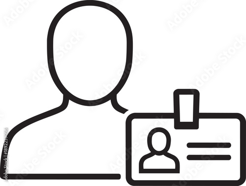 User profile icon with an ID card, representing personal identity, employee badge, or user identification