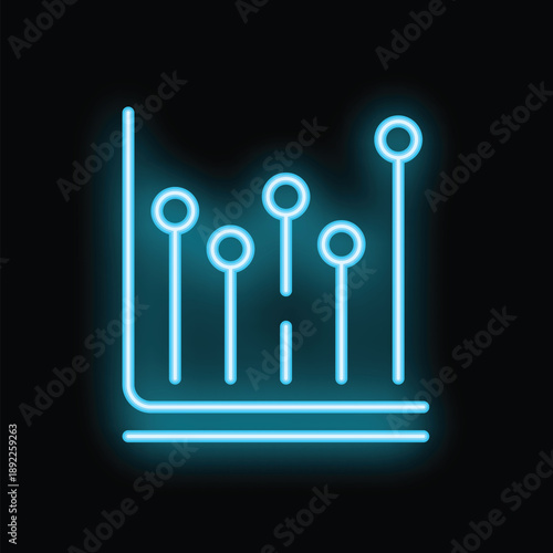 Neon blue soundboard mixing console icon glowing on black background