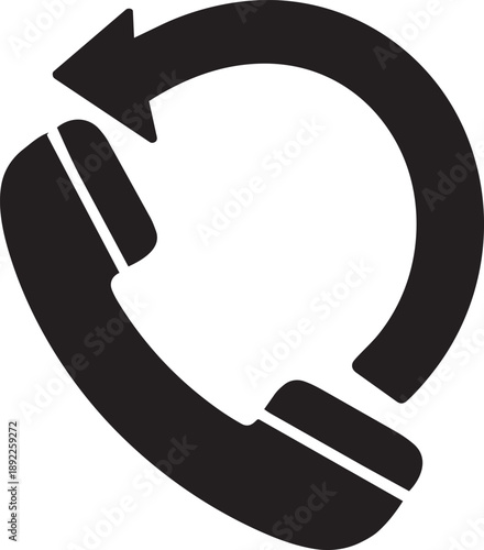 Icon of a telephone receiver with a circular arrow, representing call back, repeat call, or incoming/outgoing calls.