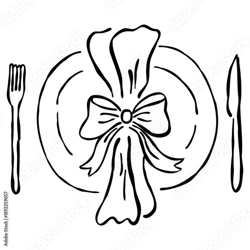 Wedding Plate Hand-Drawn Illustration