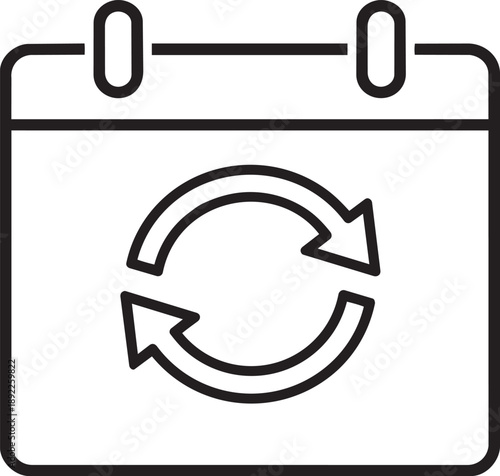 Calendar icon with refresh arrows, symbolizing scheduling, updates, or recurring events