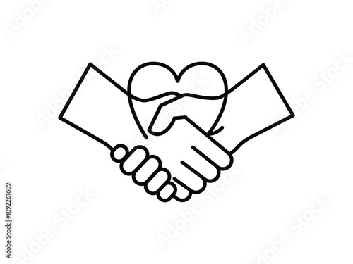 Abstract handshake and heart symbol, representing partnership, trust, and love