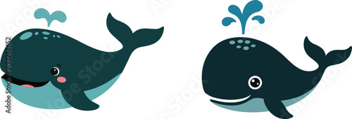 Colorful whale illustration in vibrant vector style. Bright and playful marine animal design ideal for ocean themes, kids projects, education, nature, and creative graphics.