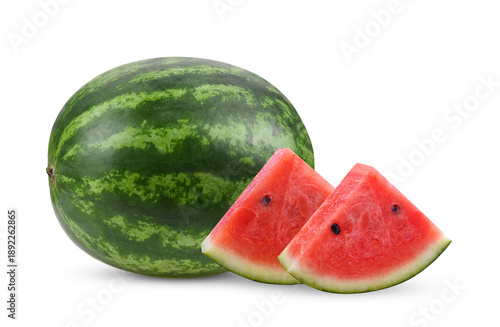 Sliced of watermelon isolated on white background.