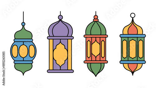 Artistic Lantern Collection: A colorful assortment of ornately designed lanterns, each exuding its own unique charm and style, ready to illuminate any festive occasion.
