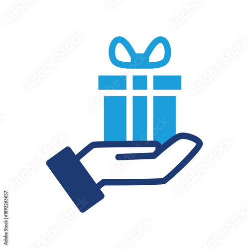 gift on hand colored icon vector design good for web or mobile app