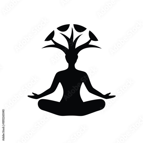 Person meditating under tree of life illustration