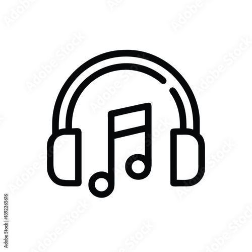 Music Note with Headphones Vector Illustration