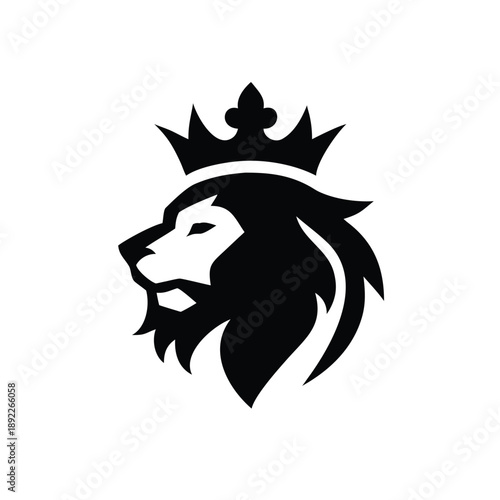 Luxury lion head inside ornate crown icon