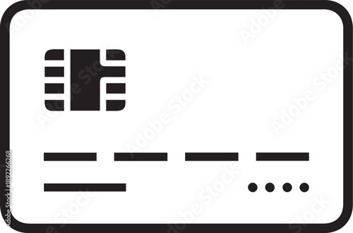 silhouette vector icon of a Card with a chip on white background