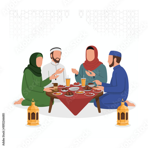 Gathered Feast: A heartwarming scene unfolds as a group of individuals come together, seated around a table laden with delightful dishes. The occasion embodies a spirit of unity.