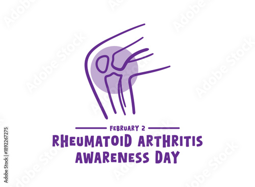 Rheumatoid Arthritis Awareness Day. February 2. White background. Flat design vector.