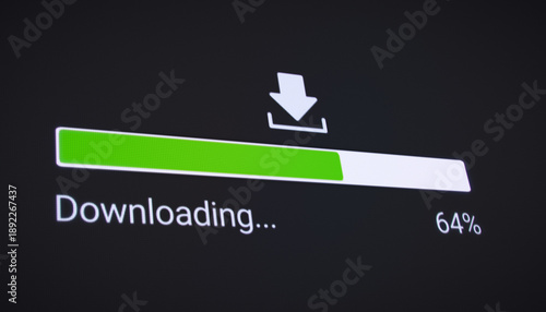Slika na platnu Illustration of the process of downloading file from the Internet on a computer monitor screen