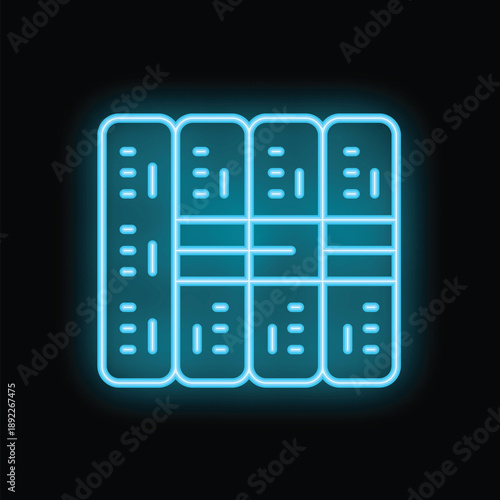 Glowing neon line locker or changing room icon isolated on black background vector illustration