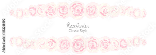 やさしいピンクのバラの花　横長ベクターイラストフレーム