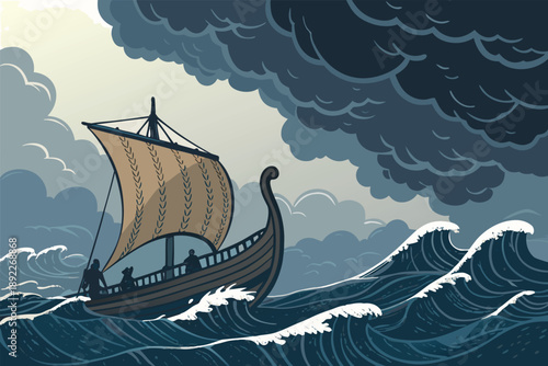 Viking Ship Stormy Sea History