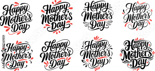 Happy Mother's Day Hand Drawn Calligraphy Vector Collection