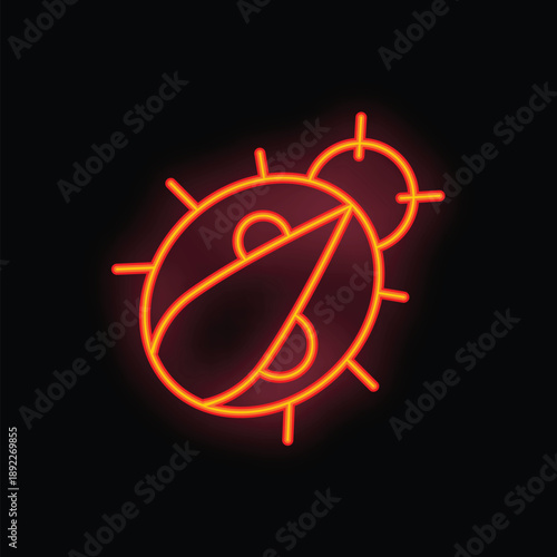 Bright orange neon pollen grain spreading in the air with sun shining on black background