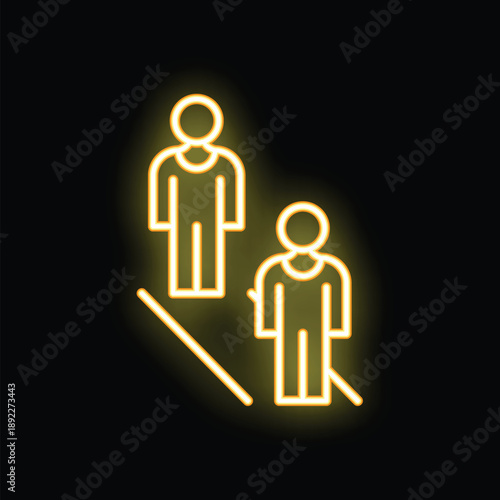 Neon sign showing two people keeping a safe distance from each other