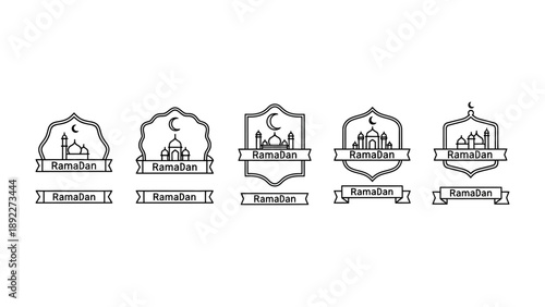 Ramadan Emblems: Elegant vector illustration featuring a series of Ramadan emblem designs, capturing the essence of the holy month.