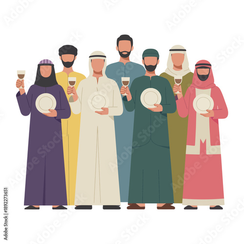 Gathering of Fellowship: A group of individuals, clad in traditional attire, come together in a spirit of togetherness and shared customs. Celebrating the joy of friendship, unity.