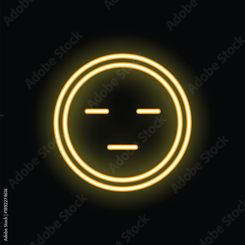 Neon yellow neutral face showing indifference on black background