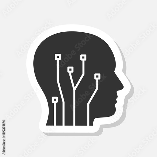 Head human smart technology icon sticker isolated on gray background
