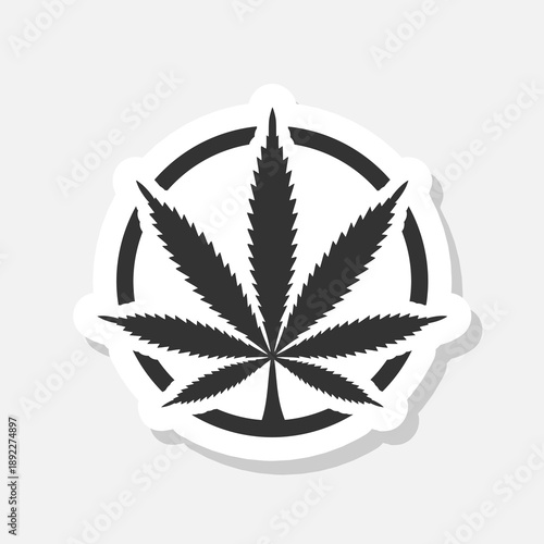 Medical marijuana leaf icon sticker isolated on gray background