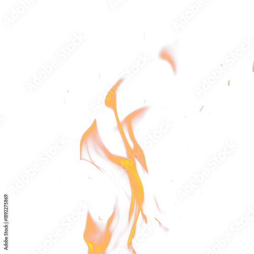 A radiant orange-red flame streak curves elegantly, forming a luminous motion path. Sparks and glowing edges amplify intensity and speed. Ideal for futuristic fiery graphics. PNG