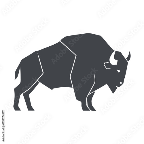 Adobe Illustrator Artwork of A minimalist vector illustration of a Bison in a powerful stance