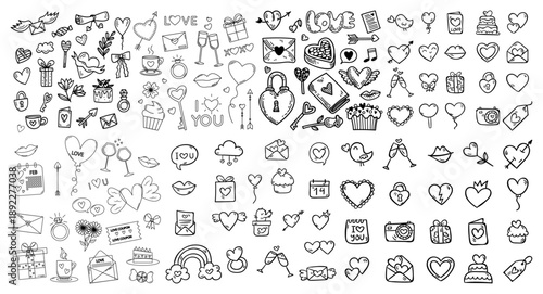 Doodle valentines day element collection.